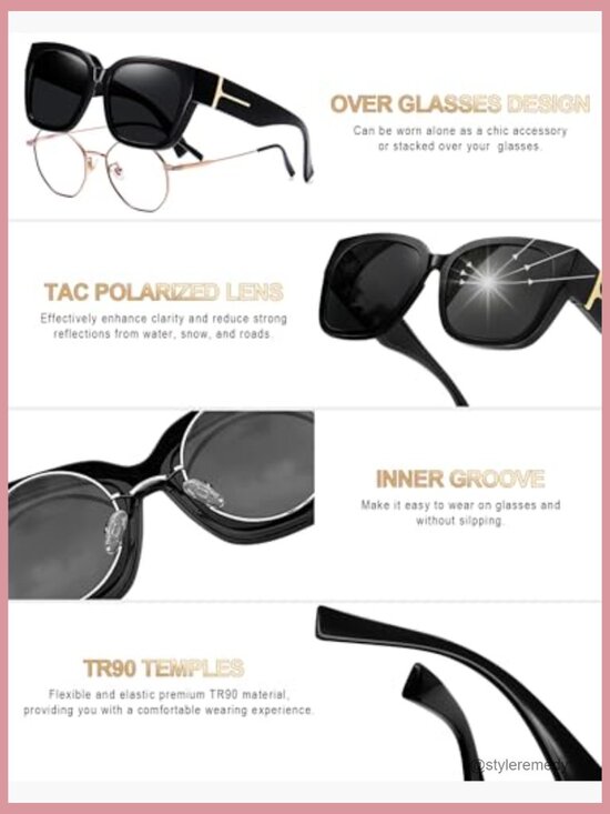Polarized Oversized Square Fit Over Glasses Sunglasses UV400 Protection main image 5